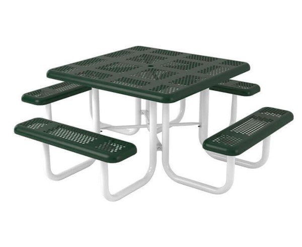 46" Square Perforated Style Plastic Coated Steel Picnic Table