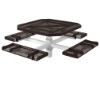 46" Rolled Style Octagonal Polyethylene Coated Metal Picnic Table With Pedestal Mount