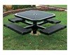 46" Rolled Style Octagonal Polyethylene Coated Metal Picnic Table With Pedestal Mount