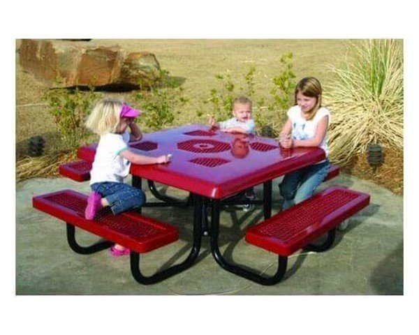 46" Heavy-Duty Square Thermoplastic Coated Picnic Table