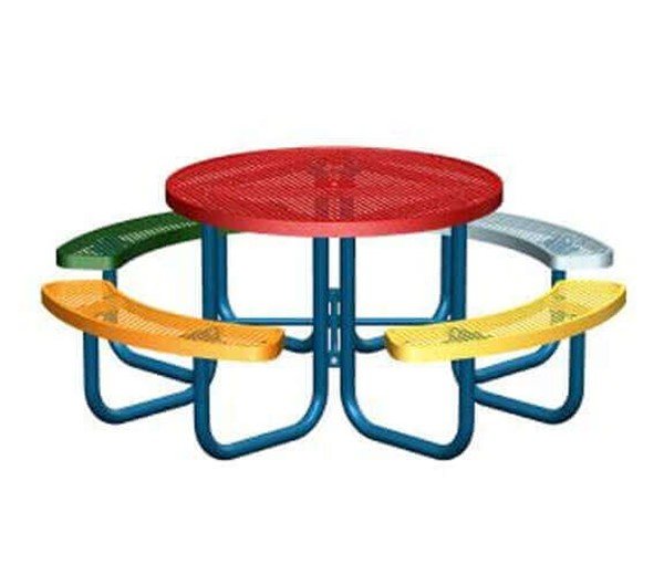 46" Round Polyethylene Coated Steel Multicolor Picnic Table