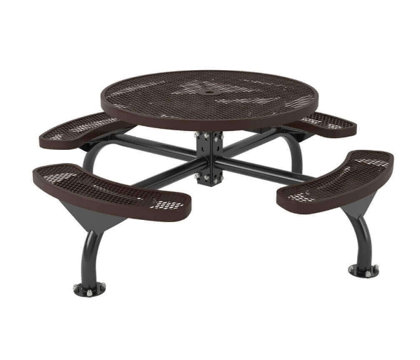 46" Round Classic Web Style Polyethylene Plastic Coated Steel Picnic Table