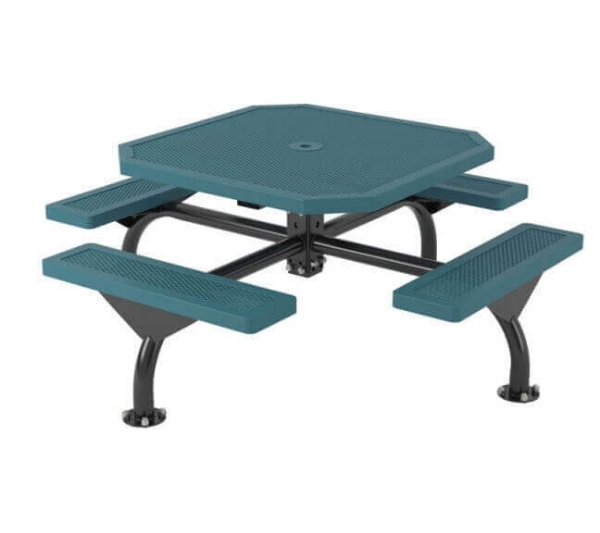 46" Octagon Innovated Web Style Polyethylene Plastic Coated Metal Picnic Table
