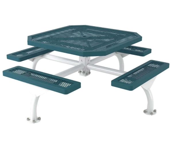 46" Octagon Web Style Polyethylene Plastic Coated Metal Picnic Table