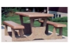 Rectangular Concrete Picnic Table With 2 Attached Seats