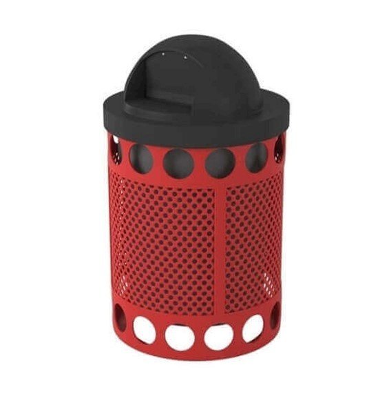 Avenue Perforated 32 Gallon Metal Waste Receptacle & Liner W/ Dome Lid