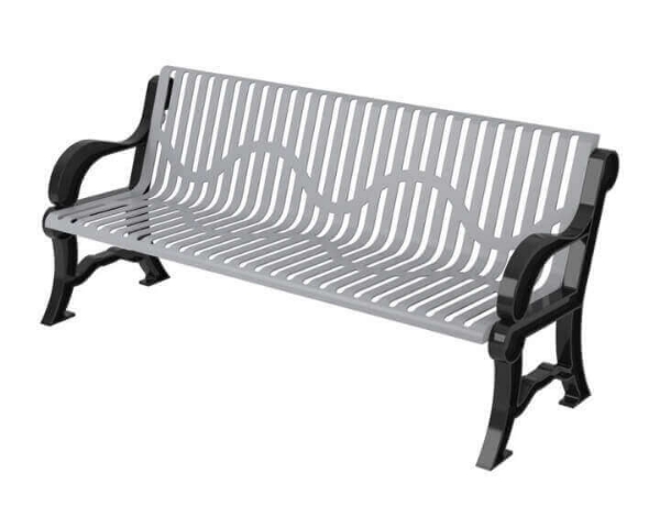 Classic Style Polyethylene Coated Steel Bench With Back