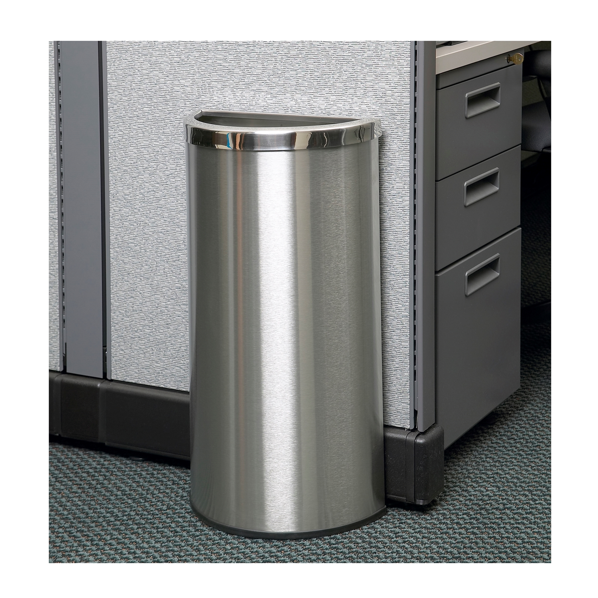 8 Gallon Precision Half Moon Stainless Steel Trash Receptacle