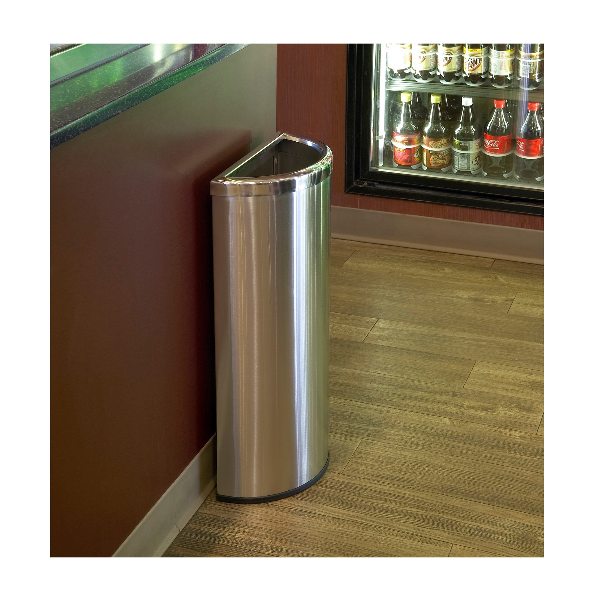 8 Gallon Precision Half Moon Stainless Steel Trash Receptacle