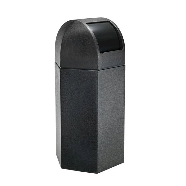 50 Gallon Commercial Plastic Hexagonal Trash Receptacle with Dome Lid - 29 lbs.