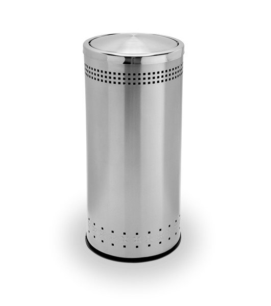 15 Gallon Precision Stainless Steel Round Trash Receptacle With Swivel Lid