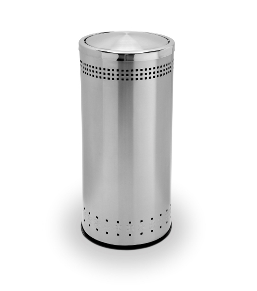 15 Gallon Precision Stainless Steel Round Trash Receptacle With Swivel Lid