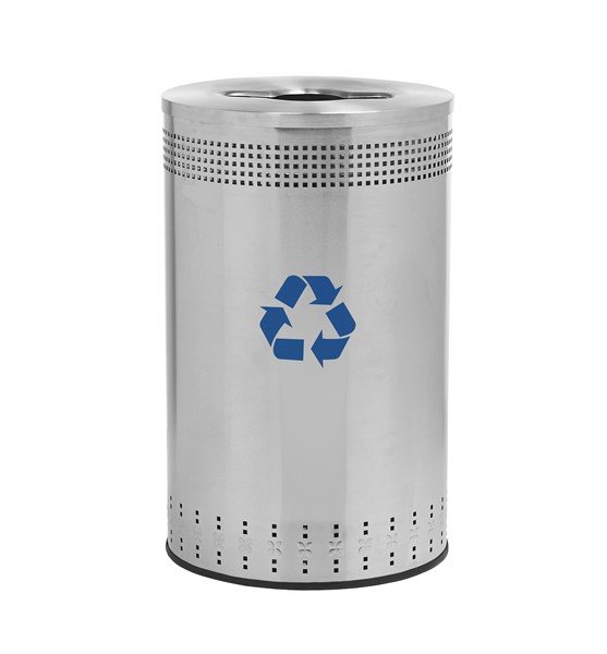 45 Gallon Precision Steel Round Recycling Receptacle With Recycler Top
