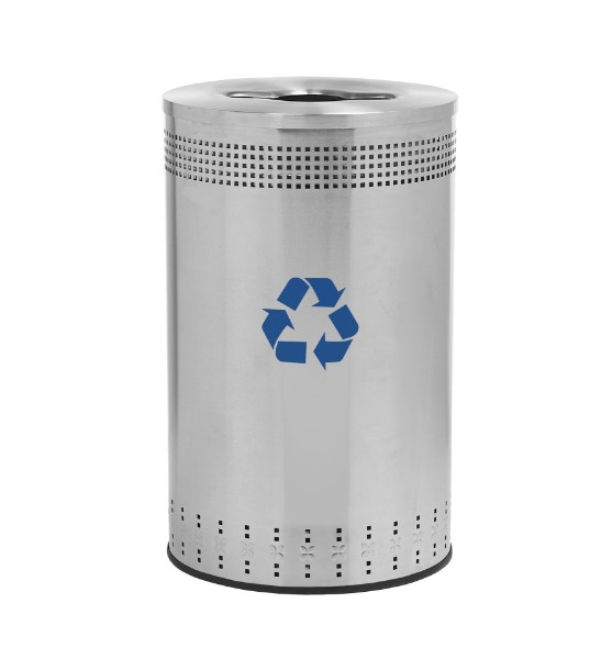 45 Gallon Precision Steel Round Recycling Receptacle With Recycler Top