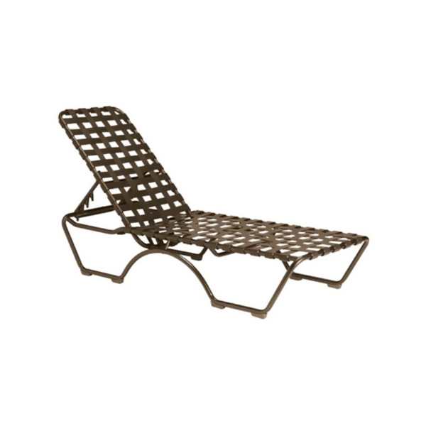 Kahana Crossweave Vinyl Strap Chaise Lounge with Aluminum Frame