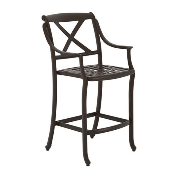 BelMar Cast Aluminum Framed Bar Stool - Neo-Classic "X" Back - 14 lbs.