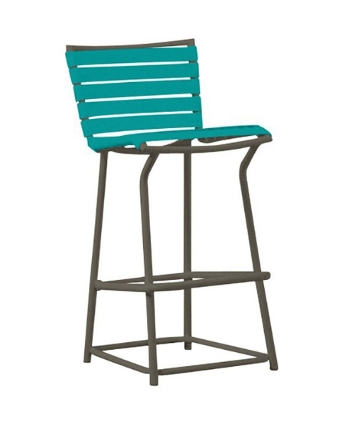 Tropi-Kai Vinyl Bar Stool With Armless Aluminum Frame