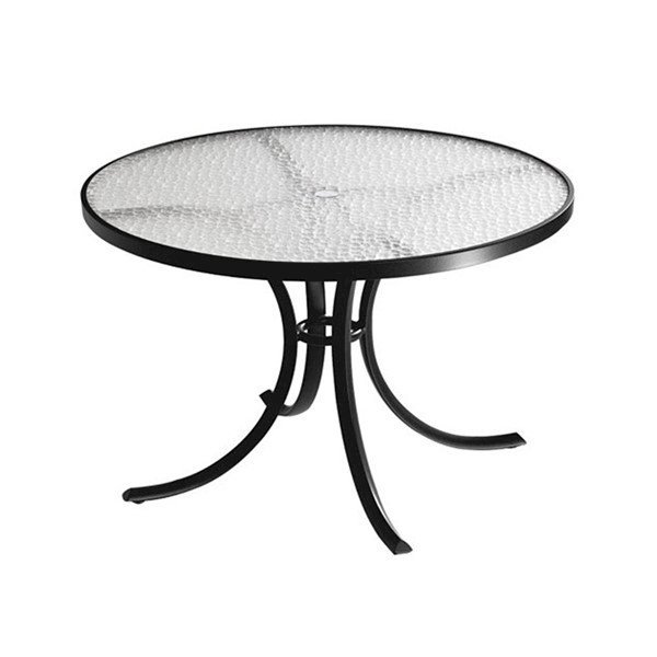 Curved 42" Acrylic Round Dining Table with Umbrella Hole by Tropitone - 42 lbs