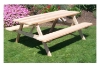 6 Ft.Traditional Wooden Picnic Table with 2 Attached Benches
