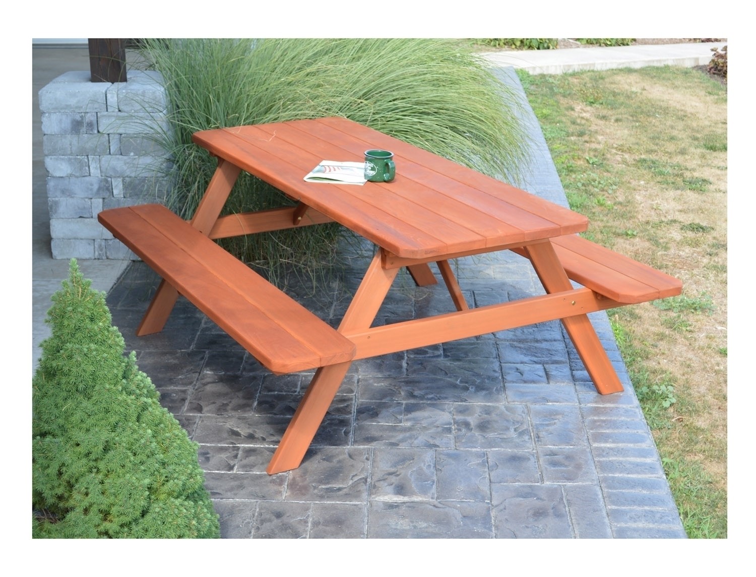 8 Ft Traditional Spruce Wooden Picnic Table – Furniture Leisure