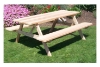 8 Ft. Traditional Wooden Picnic Table with 2 Attached Benches