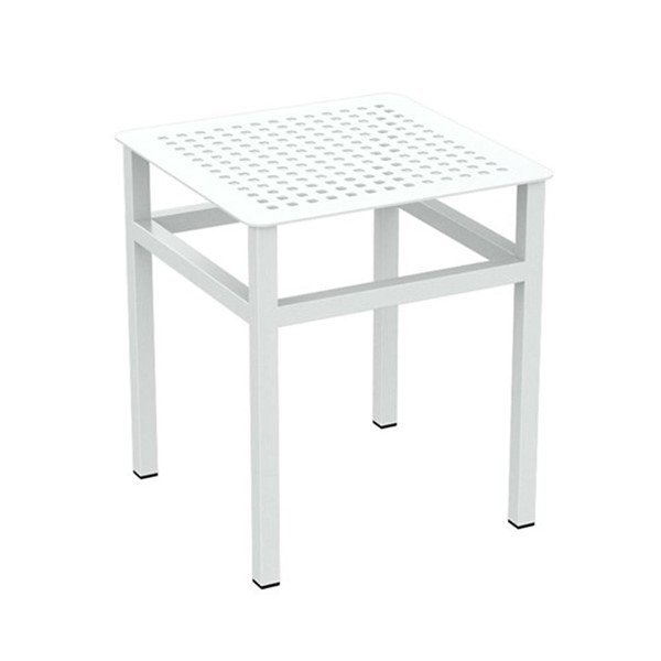 Boulevard 16" Square Punched Aluminum Tea Table with Powder-Coated Aluminum Frame by Tropitone