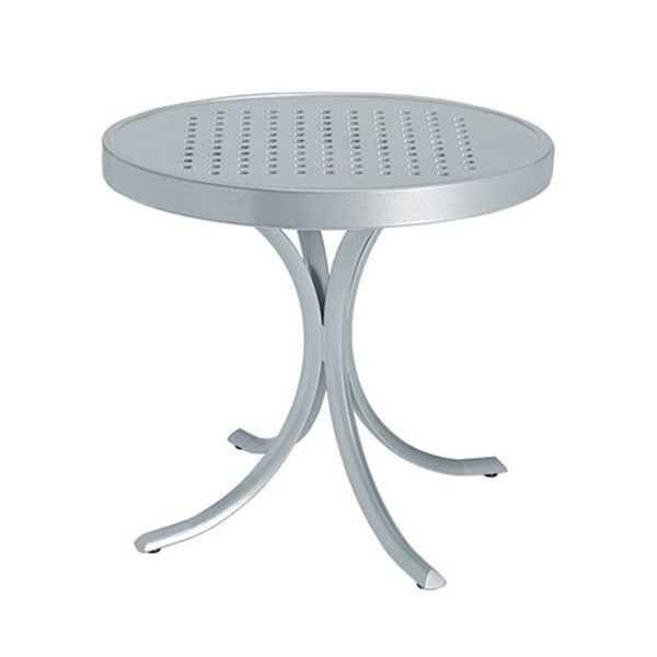 20" Boulevard Punched Aluminum Round Tea Table with Powder-Coated Aluminum Frame by Tropitone - 14 lbs.