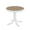 20" Round High Pressure Laminate Tea Table with Powder-Coated Aluminum Frame by Tropitone - 14 lbs.