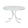 Curved Base Design Boulevard 30" Punched Aluminum Round Dining Table with Umbrella Hole by Tropitone