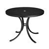 Curved Frame Base 36" Boulevard Punched Aluminum Round Dining Table with Umbrella Hole by Tropitone - 28 lbs.