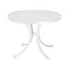 Curved Frame Base 36" Boulevard Punched Aluminum Round Dining Table with Umbrella Hole by Tropitone - 28 lbs.