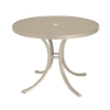 Curved Frame Base 36" Boulevard Punched Aluminum Round Dining Table with Umbrella Hole by Tropitone - 28 lbs.