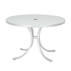 Curved Base Frame 42" Boulevard Punched Aluminum Round Dining Table with Umbrella Hole by Tropitone - 48 lbs.