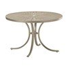 Curved Base Frame 42" La'Stratta Punched Aluminum Round Dining Table with Umbrella Hole by Tropitone - 48 lbs.
