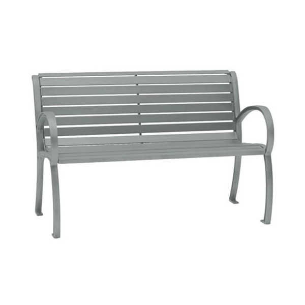 4' District Style Arm Bench with Powder-Coated Aluminum Frame and Slats - 75 lbs.