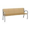 6' District Style Arm Bench with Powder-Coated Aluminum Frame and Faux Wood Slats - 92 lbs.