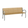 6' District Style Arm Bench with Powder-Coated Aluminum Frame and Faux Wood Slats - 92 lbs.