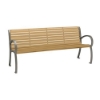 6' District Style Arm Bench with Powder-Coated Aluminum Frame and Faux Wood Slats - 92 lbs.