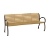 6' District Style Arm Bench with Powder-Coated Aluminum Frame and Faux Wood Slats - 92 lbs.