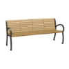 6' District Style Arm Bench with Powder-Coated Aluminum Frame and Faux Wood Slats - 92 lbs.