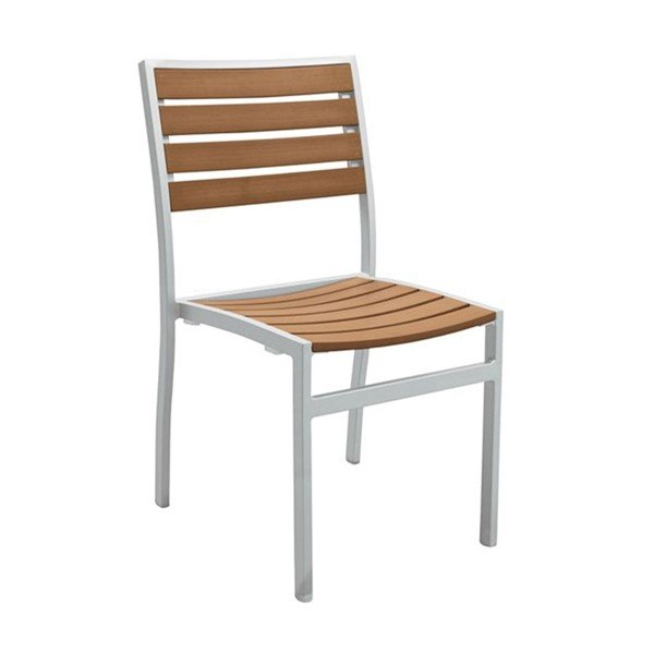 Jado Faux Wood Slat Side Chair with Powder-Coated Aluminum Frame by Tropitone - 10.5 lbs.