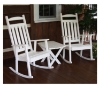 Two Classic Recycled Plastic Rocking Chair with Folding Side Table Set