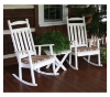 Two Classic Recycled Plastic Rocking Chair with Folding Side Table Set