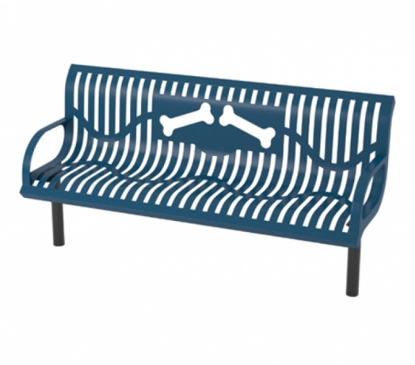 6 Ft. Thermoplastic Wingline Contoured Dog Park Bench with Laser Cut Bone Design - 146 Lbs.