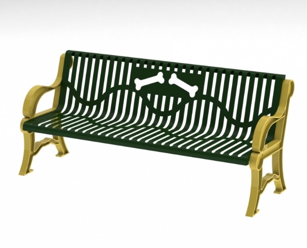 6 Ft. Theromoplastic Classic Style Dog Park Bench with Laser Cut Bone Design