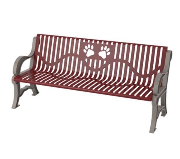 6 Ft. Thermoplastic Classic Style Dog Park Bench with Paws Design