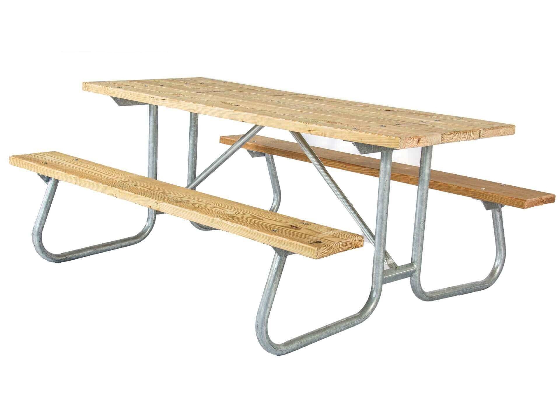 Commercial Wooden 12 Foot Picnic Table with Welded Frame, Portable Furniture Leisure