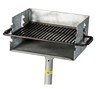 	Galvanized Pedestal Grill With Steel Firebox, Adjustable Grate And Galvanized Post