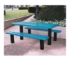 Regal Style Thermoplastic Coated Expanded Metal Picnic Table With 2 Unattached Benches