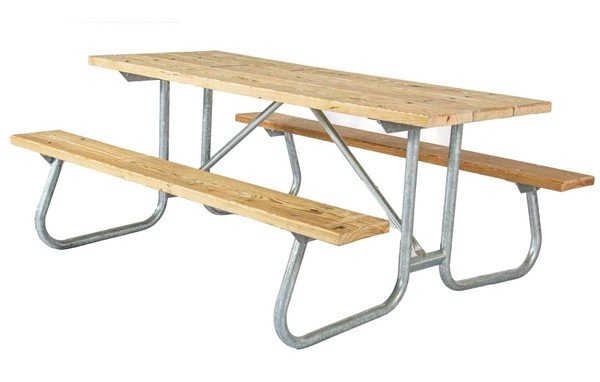 8 Ft. Southern Yellow Pine Wooden Picnic Table With Welded Steel Frame